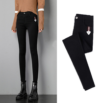 Wear plus velvet leggings womens autumn spring 2021 New High waist Korean version slim stretch stretch small leg pencil pants