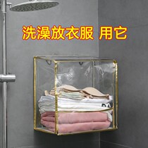 Bathroom storage rack bathing clothes waterproof bag cabinet toilet toilet hanging clothing rack wall-mounted