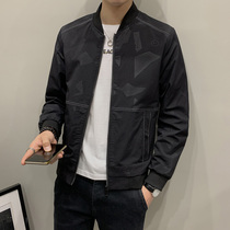 2021 Autumn New Baseball collar jacket men wild slim temperament top male dark pattern design Korean coat