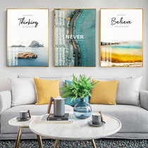 Modern Nordic wall painting bedroom Sea View Decoration painting living room sofa background wall triple hanging painting Crystal porcelain restaurant mural