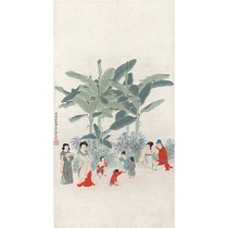 Art Derivatives] Zhang Daqian Xuan Paper Copies Zhou Wenyu Play Baby Picture Handmade Hanging Paintings