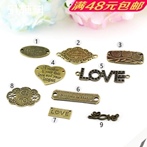 F7002 ~ Handmade Retro Character Card Pendant Handmade Logo Alloy Ornament Ancient Bronze Handmade Accessories