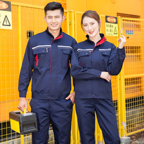 Long-sleeved work clothes set Mens Womens Spring and Autumn tops custom wear-resistant auto repair cleaning property work clothes