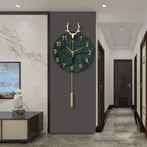 Nordic wall clock Living room household fashion simple light luxury wall clock creative deer head art Quartz clock Net red watch