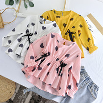 Girls Korean version T-shirt 2022 new spring autumn dress woman baby long sleeve shirt small and medium size baby foreign gas 3 hit bottom shirt