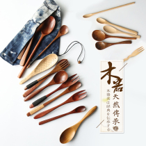 Creative wooden spoon wooden spoon spoon spoon stirring spoon coffee stirring paint-free wooden spoon wooden fork spoon