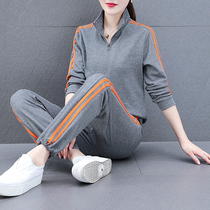 Nameplate Sports Suit Women Spring Autumn 2022 Spring New Vee Clothing Two Sets Trendy Trendy Running Casual Wear