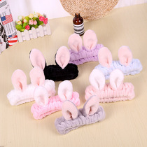 Manufacturers direct flannel rabbit ear hair with face - washing hair hoop Korean hair decoration toiletries