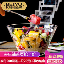 Beiyu transparent glass bowl household vegetable salad bowl big soup bowl instant noodle bowl fruit dessert bowl tableware breakfast bowl