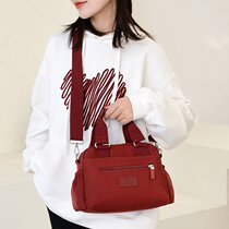 2022 spring new general purpose womens bag Other zipper nylon cloth Single-shoulder inclined satchel with uniform car stitch line single