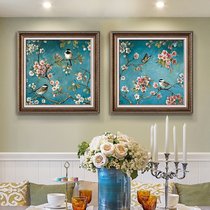 Yijia hand-painted Chinese flowers and birds oil painting villa dining room living room club Teahouse porch porch double combination decoration hanging painting