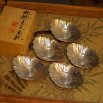 Japan Jingshou Ju Zang Yuan made pure tin chrysanthemum tea tray tin chrysanthemum petal Cup tin tin to day tea props