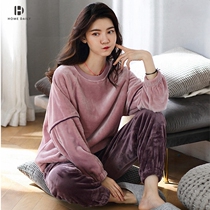 Sleepwear woman autumn and winter coral suede sweet and cute minimalist cover can be worn out of winter flannel suede suit winter