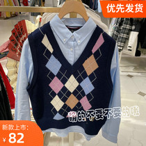 2022 spring new vintage sweet and beautiful small bear V collar magnitwear sweatshirt waistcoat vest female TTKN22D205N