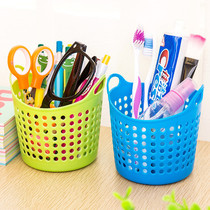 Creative portable circle mesh desktop storage basket Sundries finishing basket Mini plastic storage basket