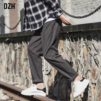 DZH mens trousers mens autumn pants mens loose straight pants casual pants mens trend Joker mens pants spring and autumn