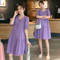 Pregnant women dress summer dress 2021 pregnant women skirt foreign style loose fashion pregnant women Summer personality skirt tide hot mother