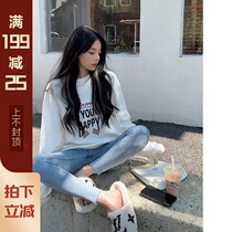 XUELI Sydney womens JoJo private clothes lazy print long sleeve T-shirt womens new loose round neck base shirt