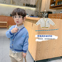 2022 Fall new childrens clothing V collar knit cardiovert male and female child Han version baby cartoon children sweaters coat damp