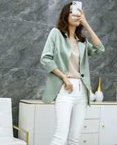 Chiffon hanging thin small suit jacket female fat mm200 kg large size summer seven-point sleeve Net red sunscreen suit