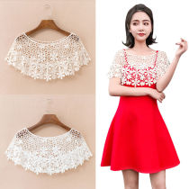 ] Summer thin knitted lace wild small shawl short sunscreen small waistcoat blouse woman