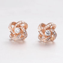 Yimi jewelry 18K gold windmill flower shaped diamond earrings rose gold earrings 40 groups diamond earrings women