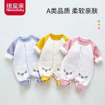 newcubaby corrugated claw claw folio jumpsuit soft skin-friendly one-piece spring and autumn models