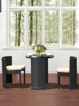 Rattan chair three-piece balcony small coffee table casual backrest rattan chair Courtyard outdoor rattan table and chair modern minimalist
