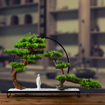 Chinese welcome Songgen carving club Zen home entrance office living room TV cabinet Decorative crafts ornaments