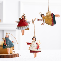 Nordic Wrought iron Angel charm Christmas ornaments Pendant Shop decoration Christmas scene decoration Christmas Tree decoration