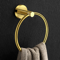 Light Extravagant Towel Ring Wire Drawing Golden Nordic Bathroom Wall-mounted Stainless Steel Round Hanging Towel Rack Free of perforated towels