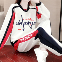 Hong Kong Tide Brand Autumn Leisure Set Women Long Sleeve 2021 Early Autumn New Cotton Slim Fashion Sports Two-Piece