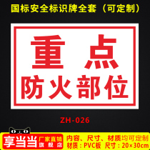 Key fire prevention parts Factory safety warning signs signs signs warning signs stickers customized ZH-026