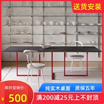 Nordic Solid Wood Strip Desk Creative Rectangular Conference Table Minimalist Big Bench Light Extravagant Designer Desk