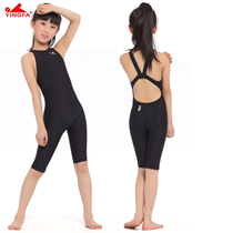  Yingfa childrens one-piece mid-leg professional swimsuit Girls training competition student quick-drying Li Shui swimsuit