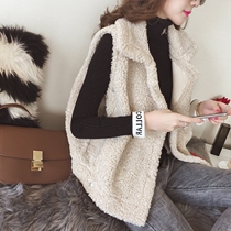 Lamb plush waistcoat jacket female autumn winter outside wearing 2022 new vest Korean version loose fur integrated waistcoat female