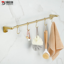 Strap with hook wool towel rack gold perforated wall-mounted stainless steel single-bar bathroom Kitchen Rag Crochet Rack