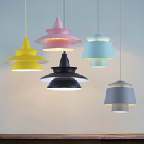 Modern minimalist creative Nordic color macaron dining room lamp bedroom bedside lamp bar lamp window led chandelier