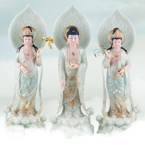 Han Baiyu Wests Three Holy Buddha Statue Guanyin is dedicated to the home Amitabha Buddhas to the statue of Bodhisattva Buddha at the mercy of the Buddha.