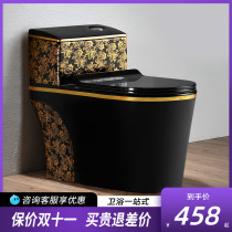 Home color toilet black gold Chinese style retro pumping personality creative ceramic toilet siphon seat toilet