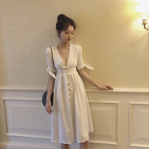 Summer 2021 New French skinny dress female summer skirt fairy Super fairy can salt sweet and gentle