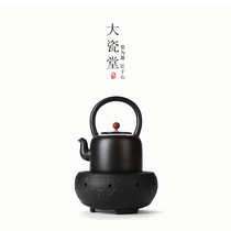 Big porcelain hall Zen wind black pottery electric pottery stove kung fu tea set water stove household office ceramic tea brewing tea maker