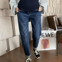 Zmami Classic Series Elastic Pregnant Woman Jeans Spring Autumn Pregnant pregnant woman pants outside wearing small feet Harun pants