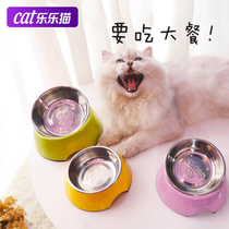  Xiupu cat bowl Fixed stainless steel cat food bowl Dual-use pet bowl Cat food bowl water bowl Kitten bowl