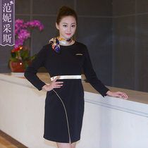 Beautician work clothes autumn and winter long sleeves slim shopping mall cosmetics shopping guide jewelry work clothes women