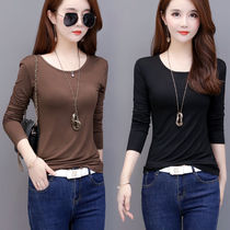 Modale Black Jersey Undershirt Autumn womens dress New inner lap Large size Rounded Collar Fat Autumn Clothes Long Sleeve Spring And Autumn Shirt