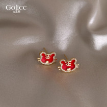 The small tiger red ear nails female unique design earrings light luxury high sensory ear decoration 2022 new tide