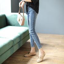 Baoshi Li high waist thin denim trousers womens 2021 autumn new casual Joker little feet pants tidal ocean pants