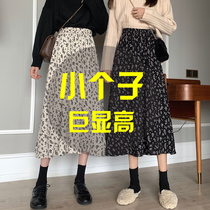 150 small flower skirt women autumn elastic high waist white chiffon A- line dress temperament hanging skirt