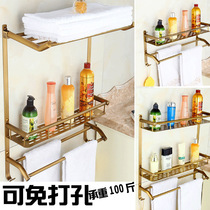 Bathroom rack free of antique all copper hole hanging clothes rack combination toilet European Wall multi-function